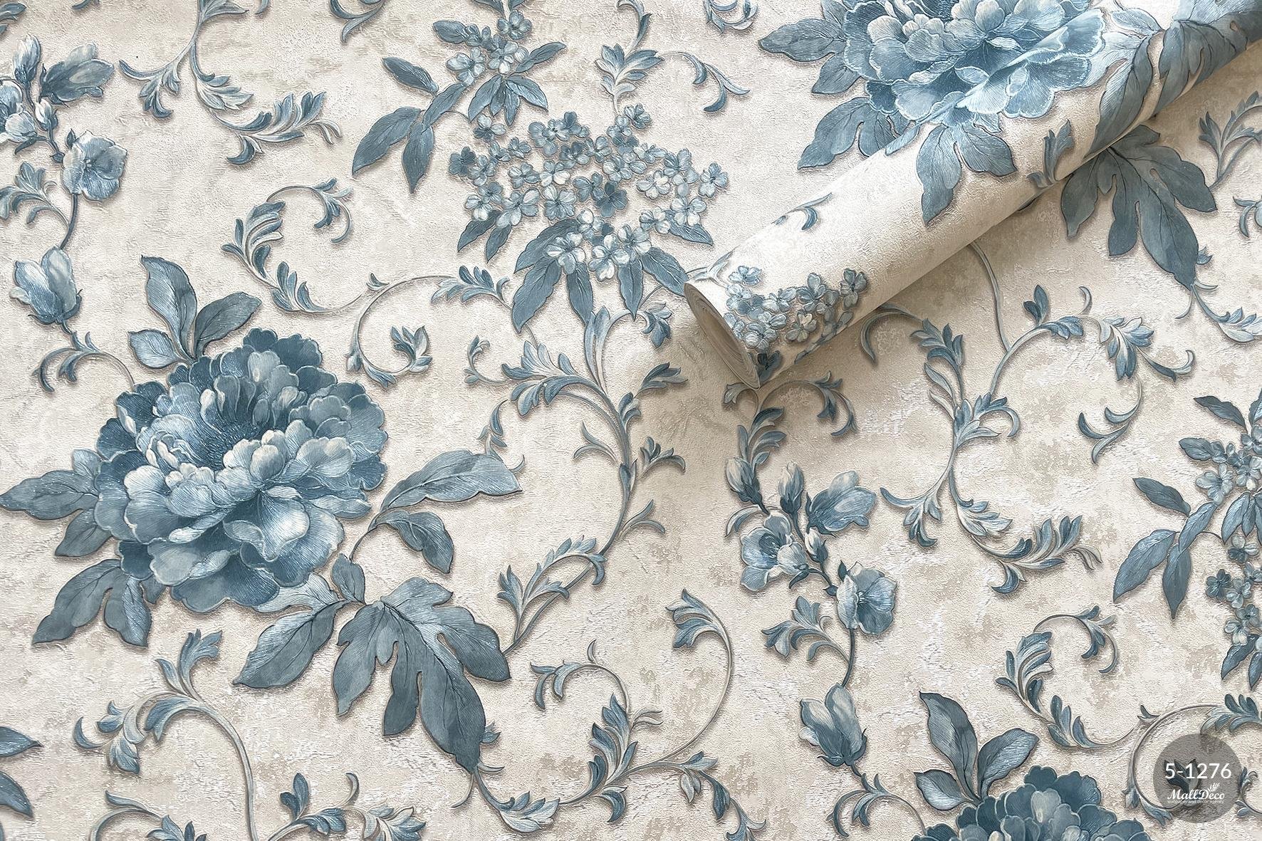 MallDeco MODEL TAPETY WINYLOWEJ SOFIA DECOR NIEBIESKO-SREBRNY