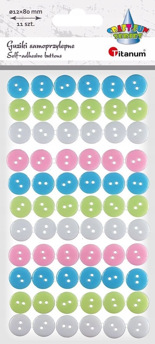 Party Deco Guziki plastikowe samoprzylepne pastel 66szt