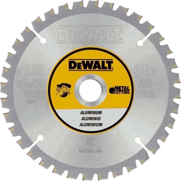 Dewalt piła tarczowa 165x20mm, 36 zębów aluminium (DT1911-QZ)