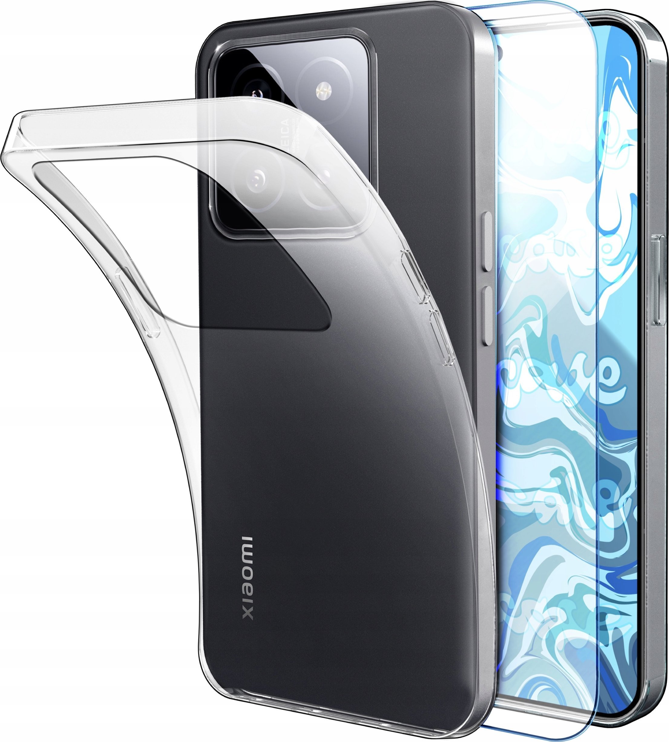 Hello Case ETUI DO XIAOMI 14 GUMOWE OBUDOWA CASE SILIKON SLIM POKROWIEC CLEAR SZKŁO