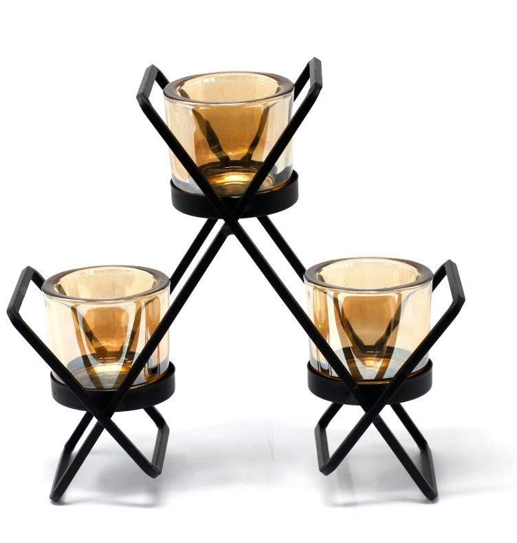 Świecznik metalowy - Trójkątny 3 świece