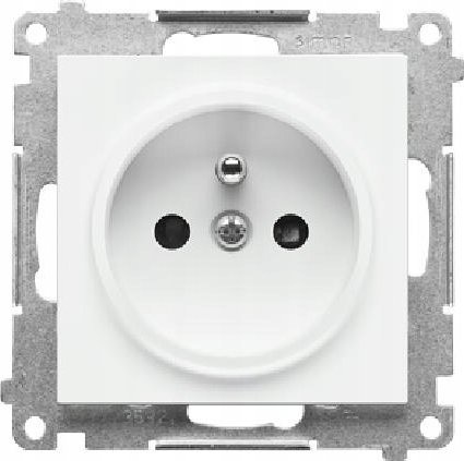 Kontakt-Simon Gniazdo wtyczkowe Kontakt-Simon 55 TGZ1CZ.01/111 pojedyncze z uziemieniem i przesłonami moduł 16 A, 250V~, szybkozłącza biały mat