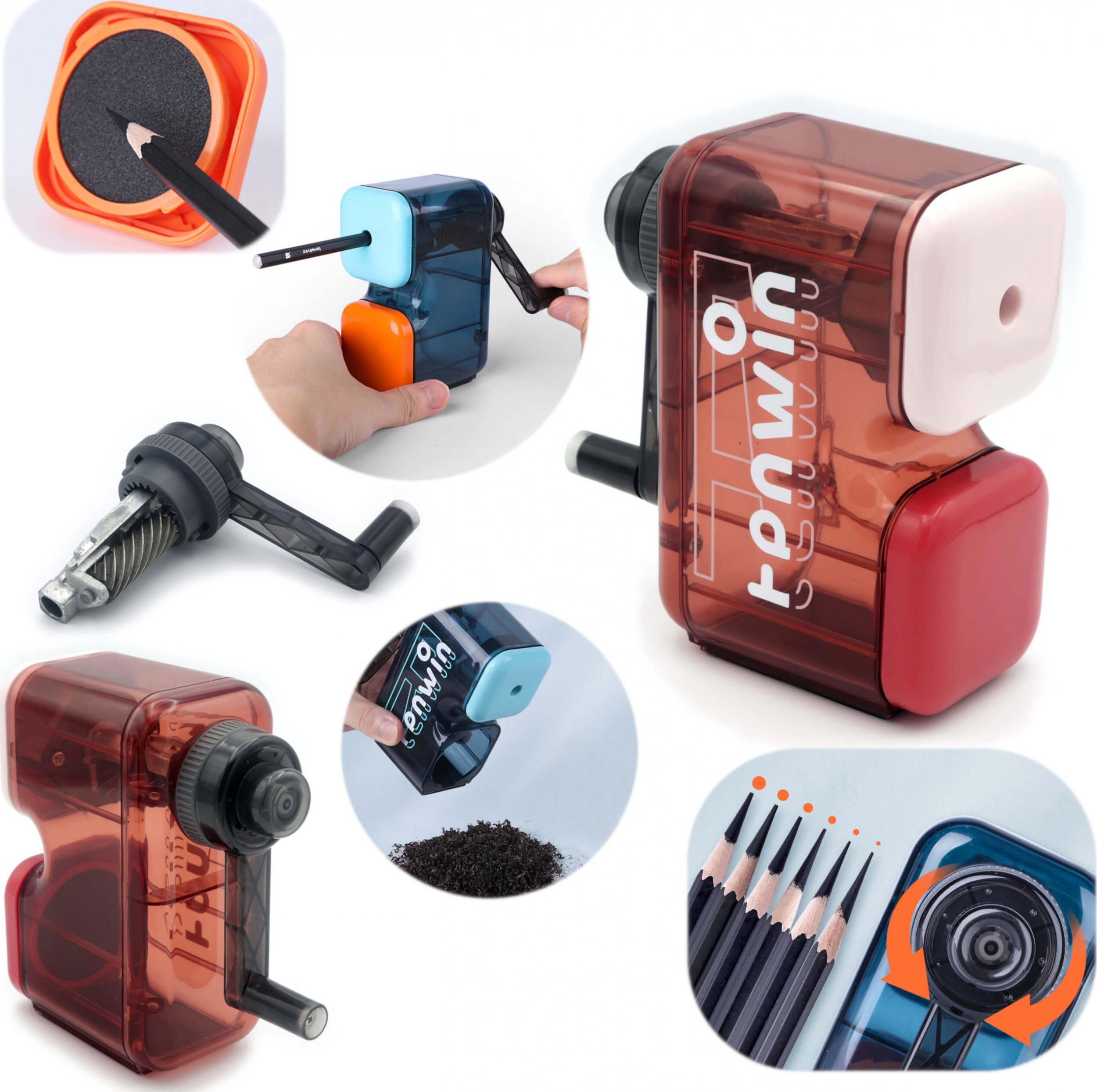 Tenwin Temperówka na korbkę wymienny frez 6 opcji ostrzenia TENWIN MS5001