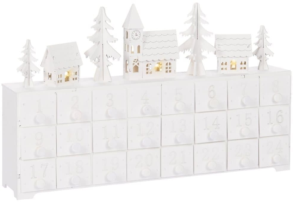 Dekoracja świąteczna Beliani Figurka dekoracyjna LED kalendarz adwentowy biały MUONIO