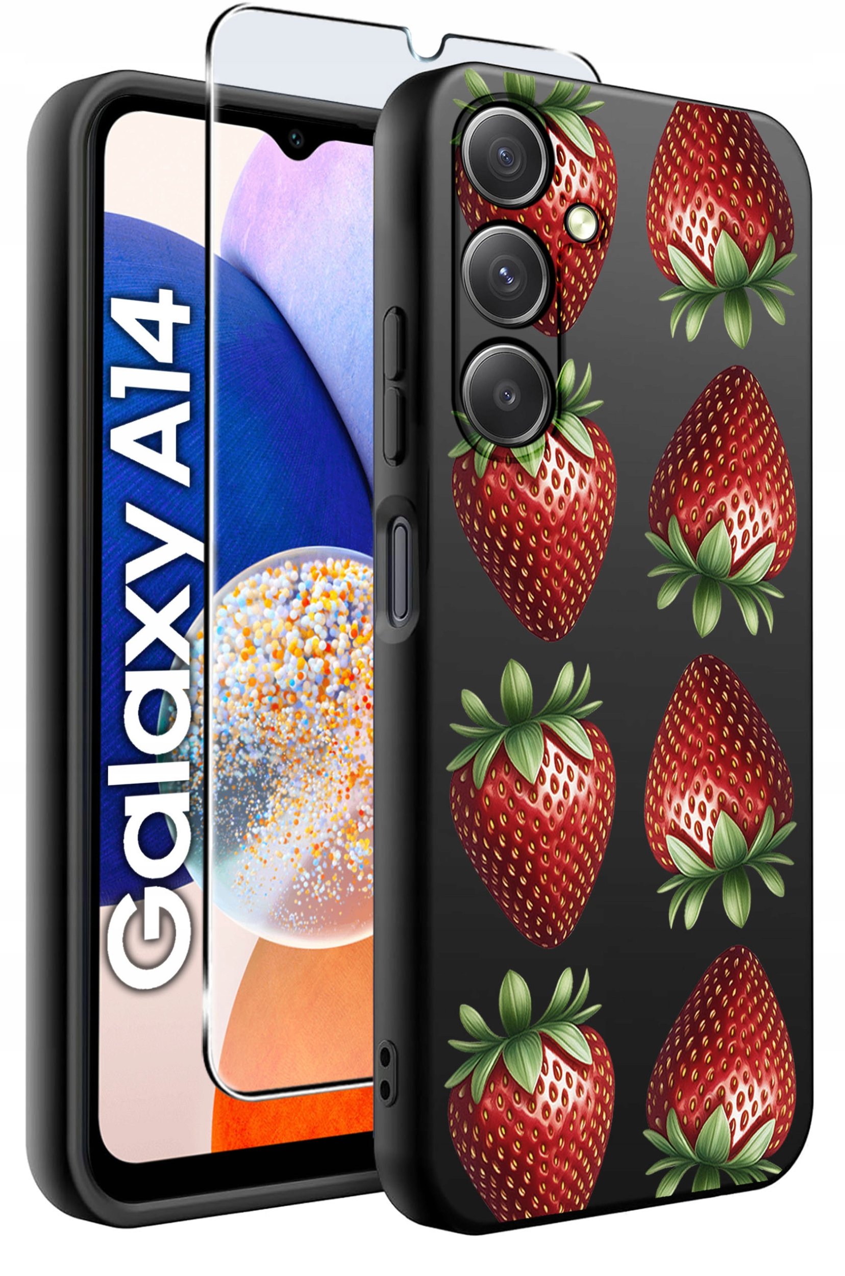 ETUI do Samsung A14 5G WZORY | SILIKONOWE MATT CASE + SZKŁO HARTOWANE 9H