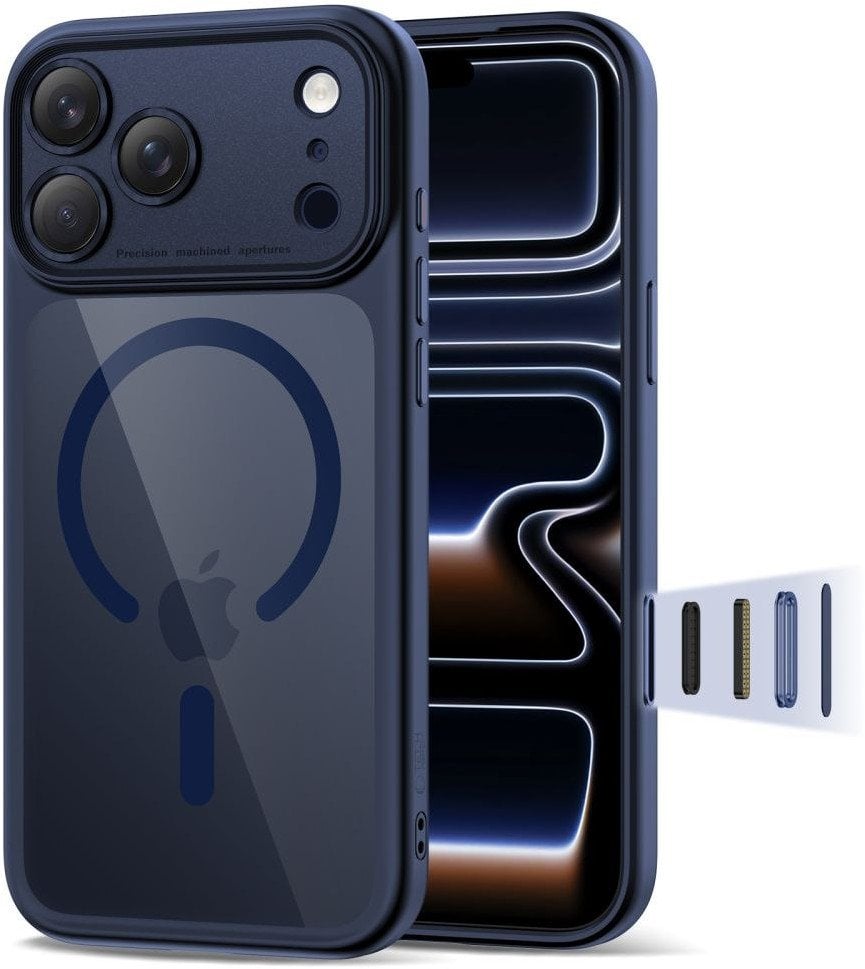 Etui Tech-Protect Magpeak MagSafe CC do Apple iPhone 17 Pro Deep Blue/clear