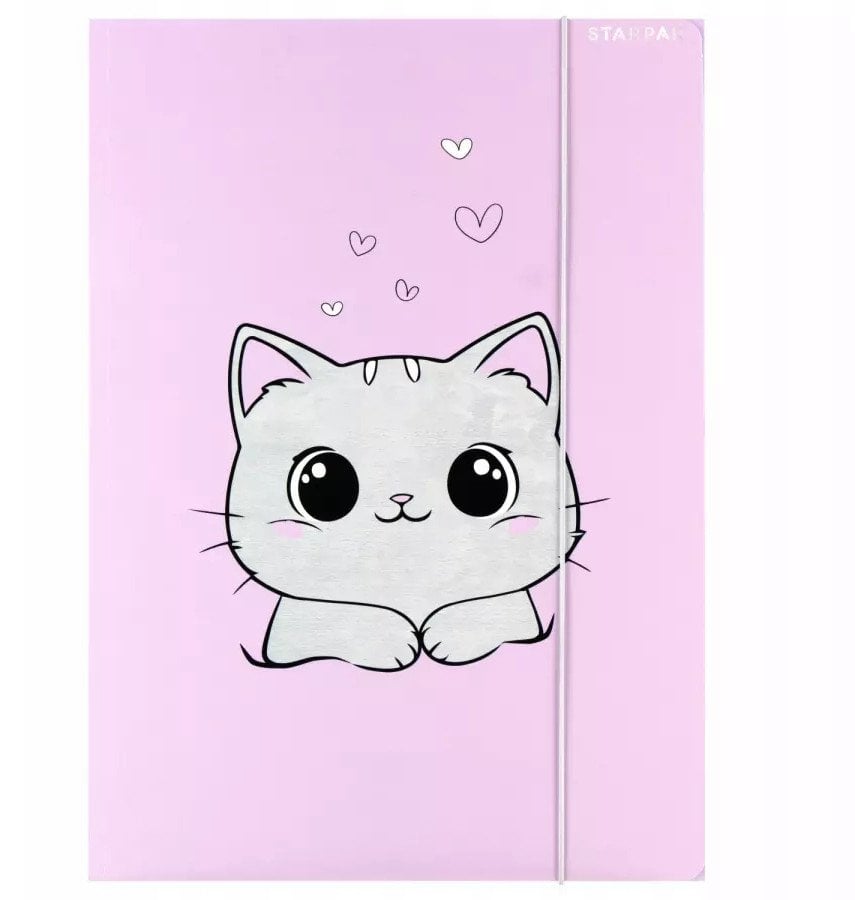 TECZKA Z GUMKA PAP A4 KOTEK PLUSZ STK FOL10/100