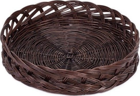 WickerPL Okrągła taca wiklinowa w ciemnym kolorze 32 H10 cm