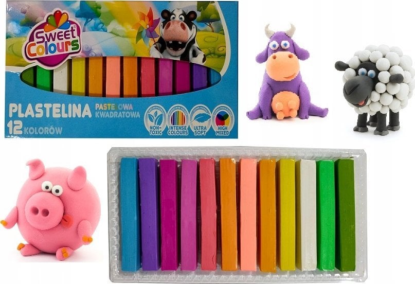 Teka Plastelina kwadratowa pastelowa 12 kolorów