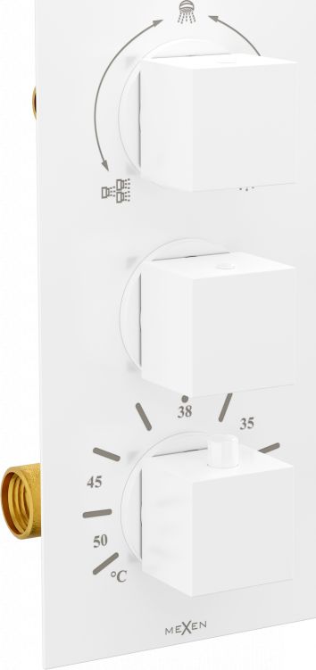 Bateria prysznicowa Mexen Mexen Cube termostatyczna bateria wannowo-prysznicowa 3-wyjściowa biała - 77503-20