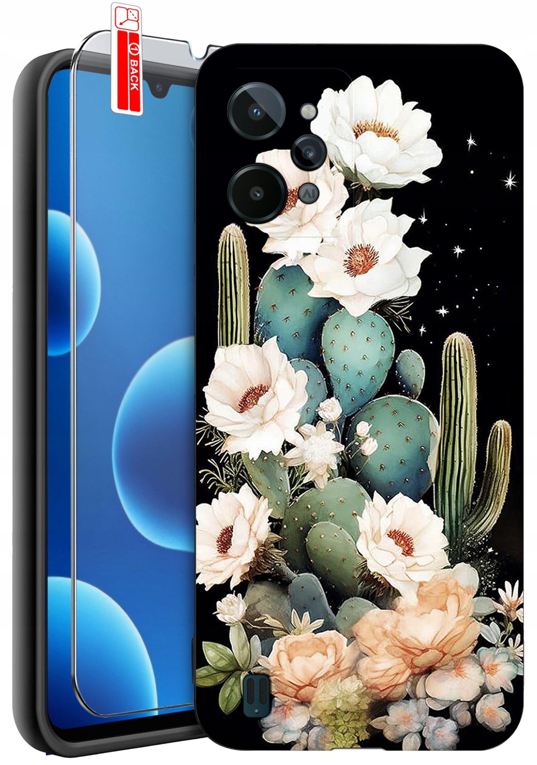 ETUI do Realme C31| WZORY | SILIKONOWE MATT CASE + SZKŁO 9H