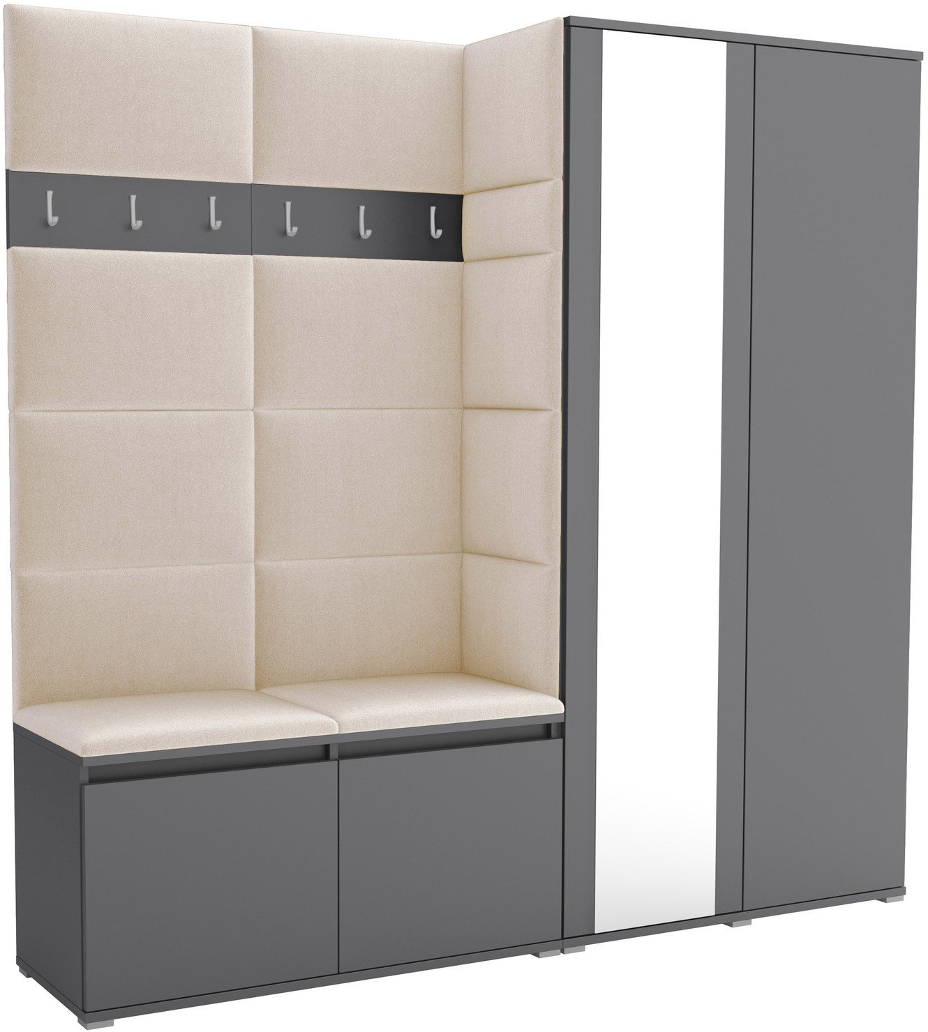 Tapicerowana garderoba Noris IV z lustrem - kolor antracyt + tkanina Trinity 01