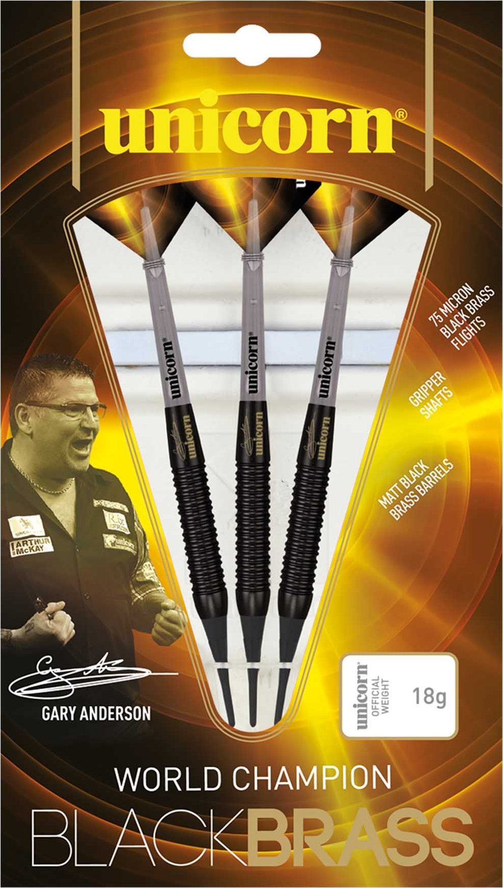 Triton Rzutki Unicorn Black Brass Gary Anderson 19g Soft Tip 23664 Uniwersalny