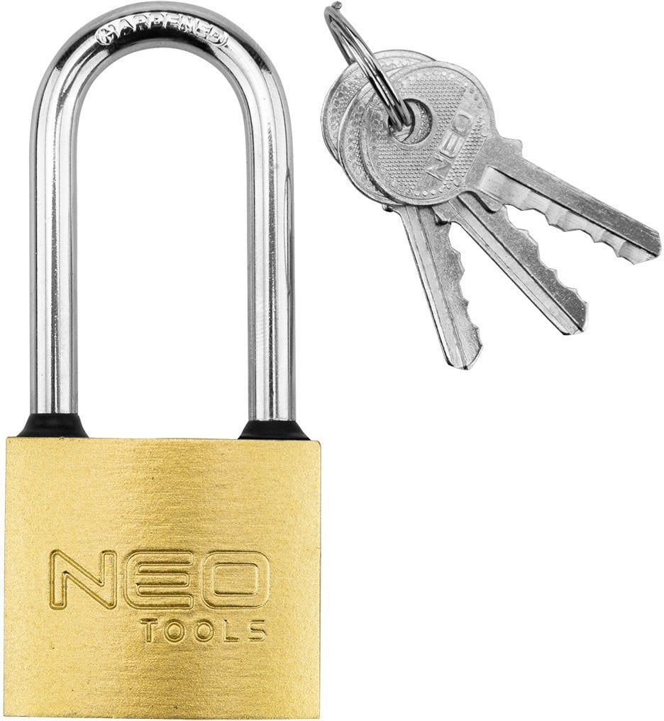 Kłódka z długim jarzmem 40 mm, 3 klucze
