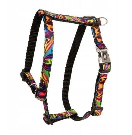 Barry King Szelki dla psa, wzór picasso, taśma polipropylenowa, 10mm/25-40cm czarny