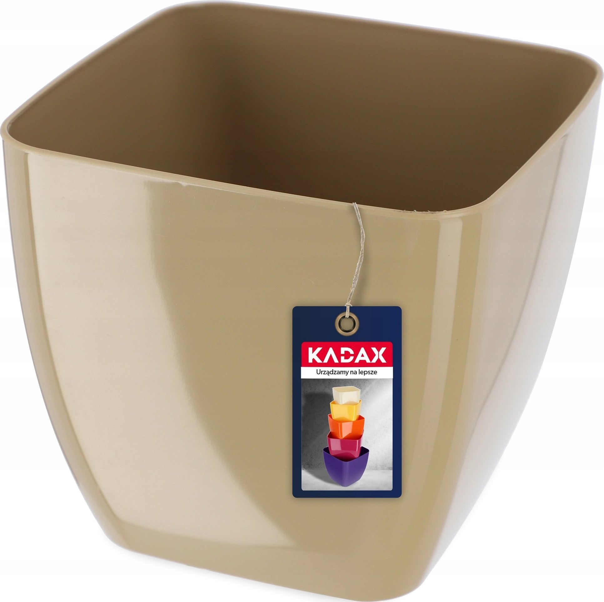 Kadax Doniczka Osłonka Na Kwiaty Kwadratowa Beżowa 16cm