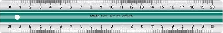 Linex Linex 100202515, Desk ruler, Acrylic glass, Rubber, Green, White, cm, mm, 20 cm, 1 pc(s)