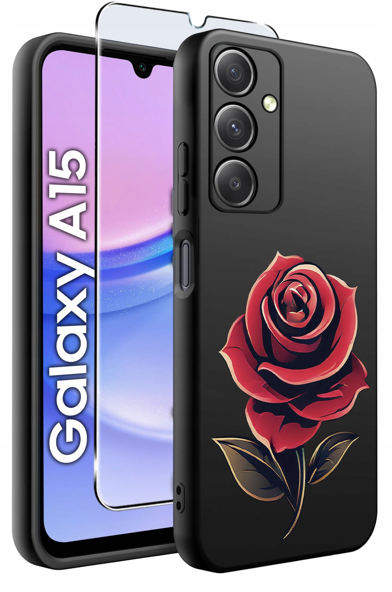 ETUI do Samsung A15 4G | 15 5G WZORY | SILIKONOWE MATT CASE + SZKŁO 9H