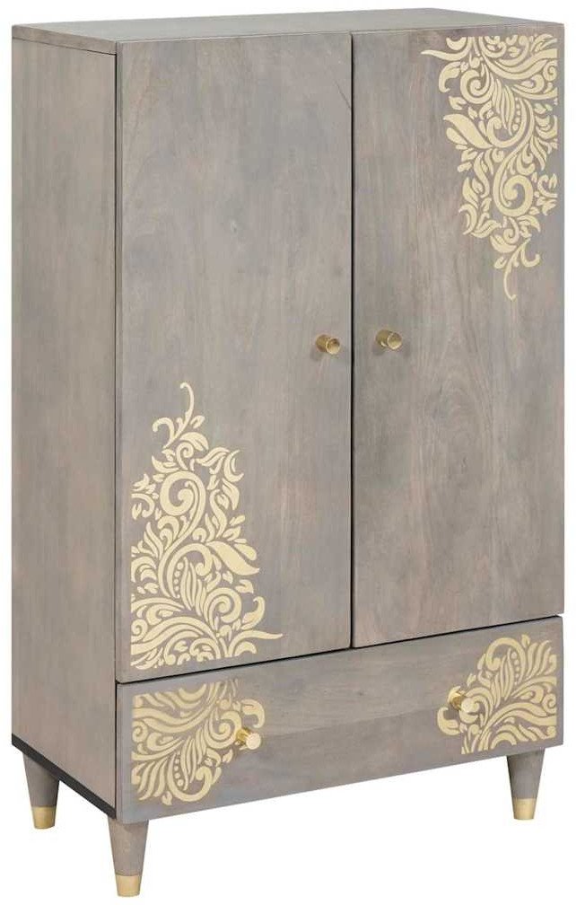 vidaXL Highboard Szary i złoto 60 x 33.5 x 100 cm Lite drewno mango