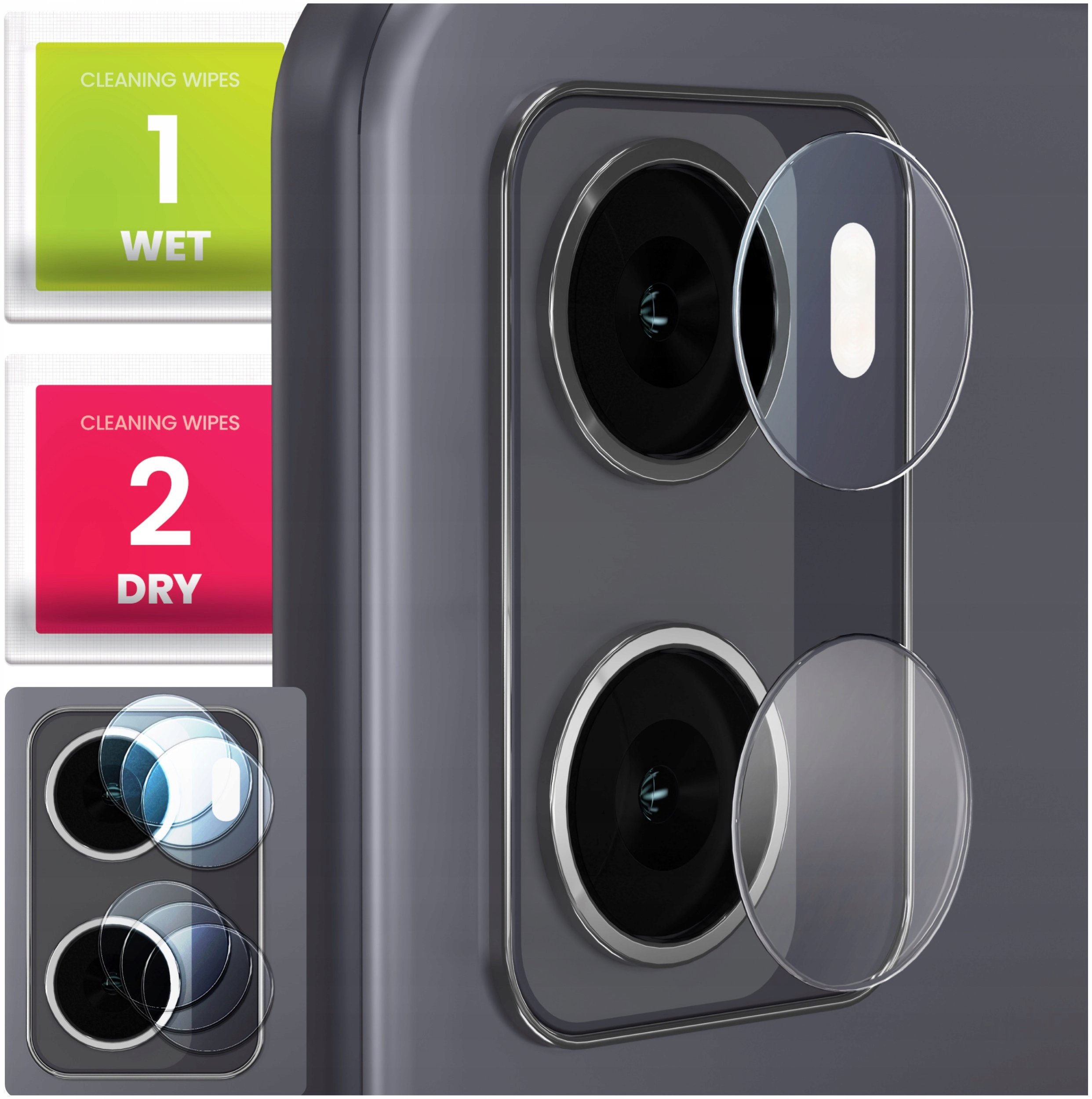 3-PAK Szkło Na Aparat Do Oppo A57 4G (Hartowane, Ochronne, Na Obiektyw, 9H)