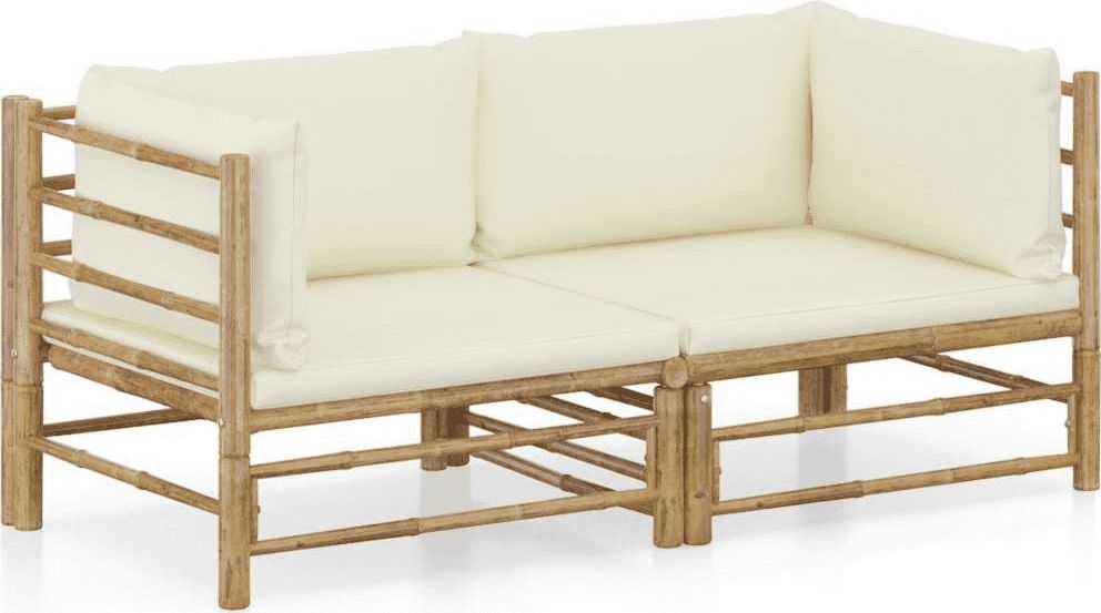 vidaXL 2-cz. zestaw do ogrodu śmietankowe poduszki bambus VidaXL