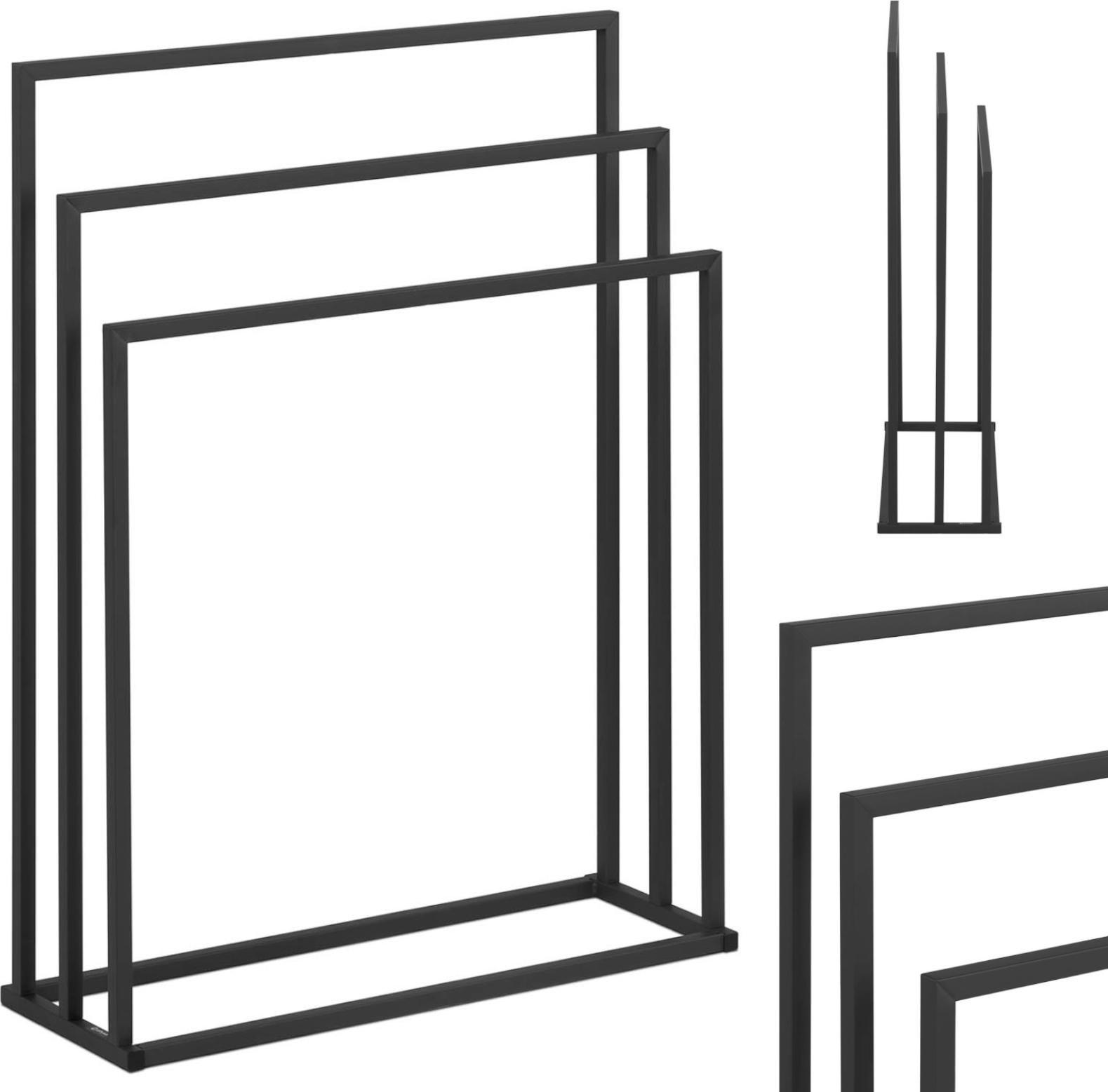 Physa Stojak wieszak na 3 ręczniki wolnostojący podłogowy STAL 65 x 21.5 x 84 cm ciemnoszary Stojak wieszak na 3 ręczniki wolnostojący podłogowy STAL