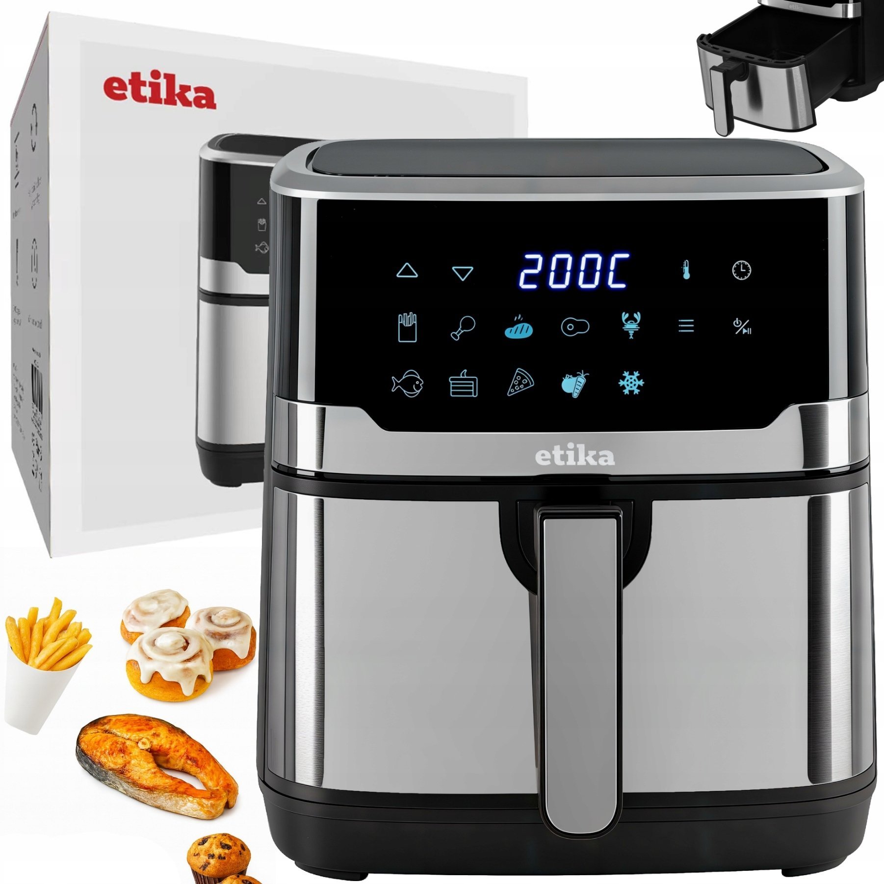 Frytkownica beztłuszczowa FUHAUS Frytkownica bez tłuszczu Etika Air Fryer 6,5L