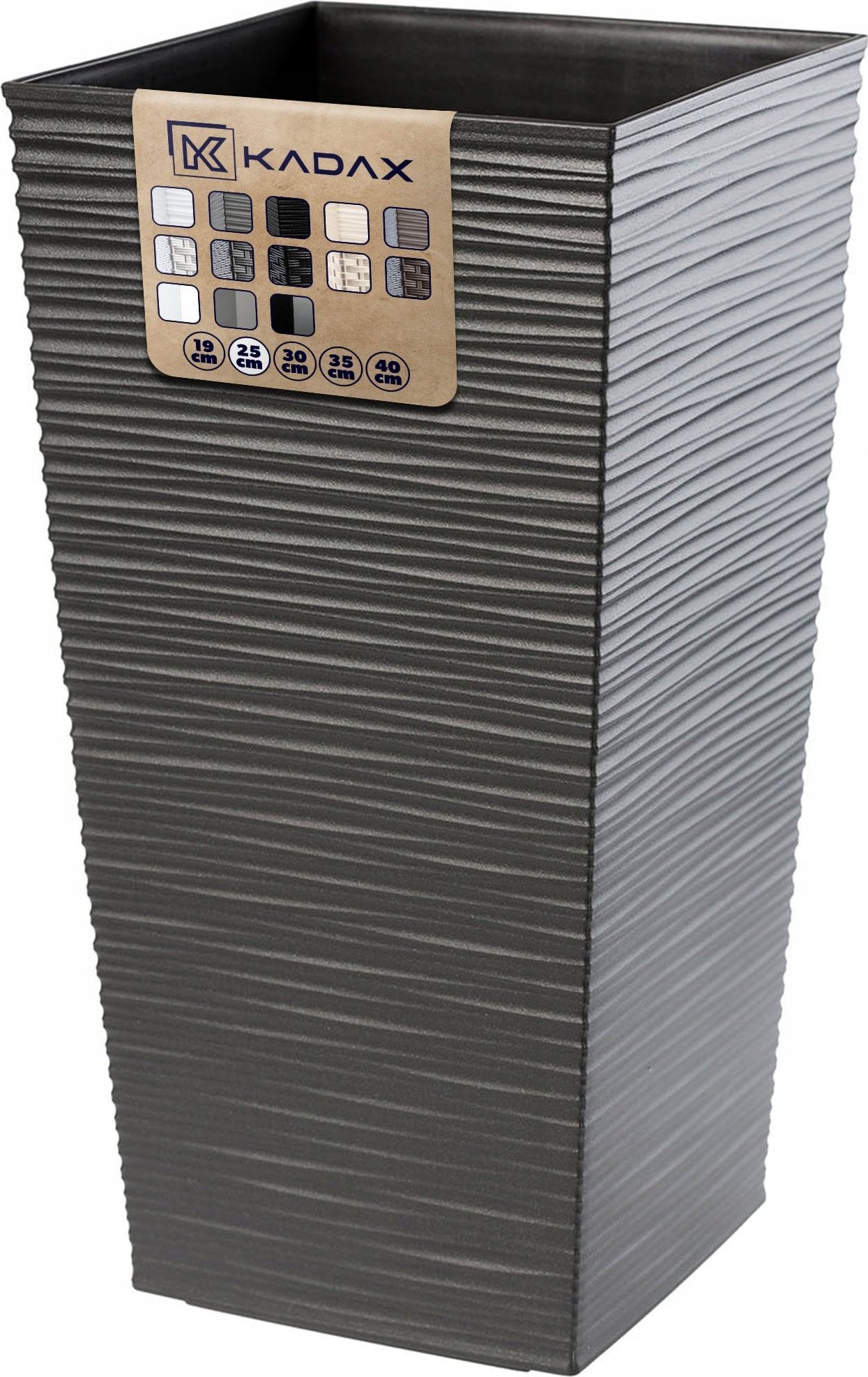 Kadax Nowoczesna Doniczka Stylowy Wzór 25cm Grafitowa