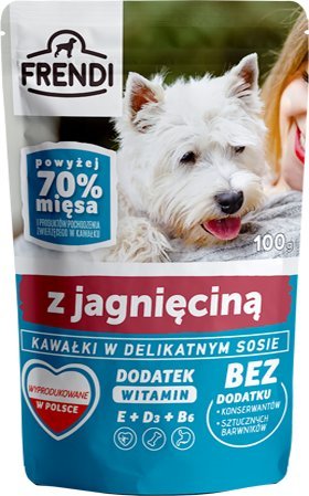 Triton Frendi- Kawałki w delikatnym sosie z jagnięciną dla psa 100g.