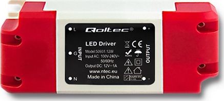 Qoltec impulsowy LED IP20 | 12W | 12V | 1A