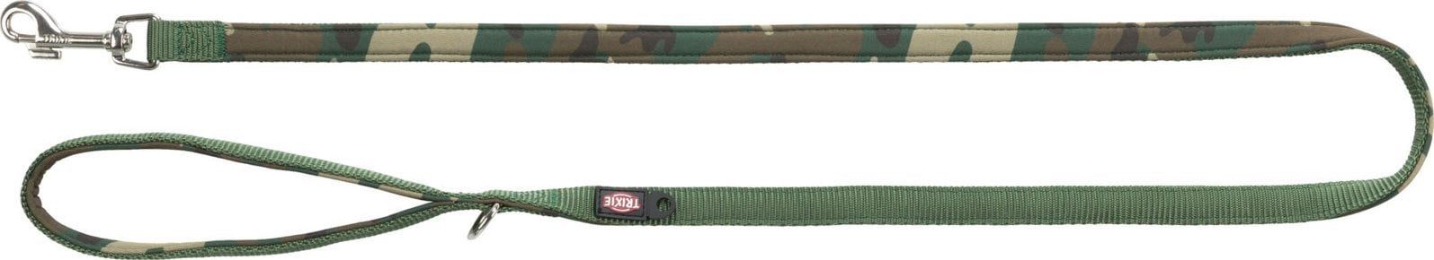 Trixie Premium, smycz, dla psa, kamuflaż/leśny zielony, taśma parciana, XS–S: 1,20 m/15 mm, podbita neoprenem