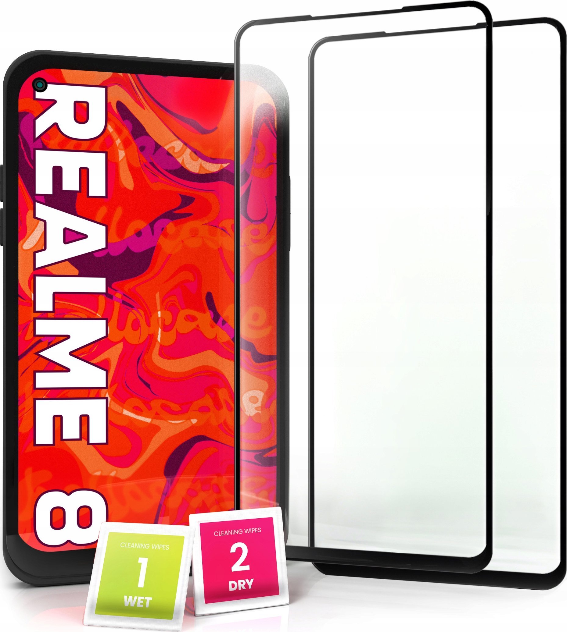 Hello Case 2-pak Szkło Hartowane do Realme 8 Ochronne Pełne Na cały ekran 5D 9H