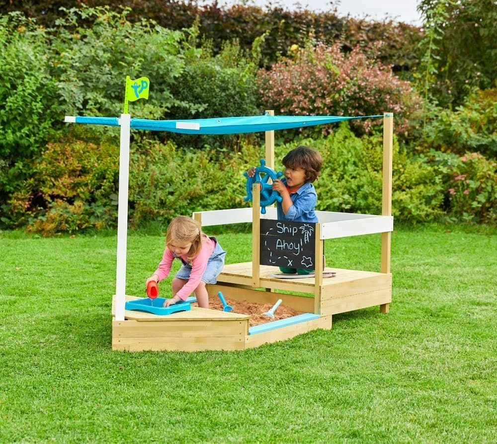 TP Toys Drewniana piaskownica statek Ahoy natura 180x92x118 cm