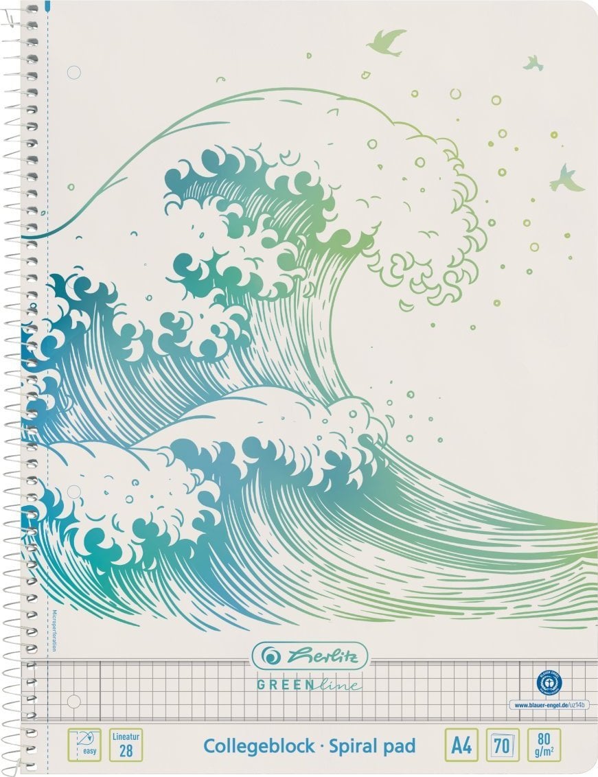 Herlitz Herlitz GREENline notatnik A4 70 ark. Biały