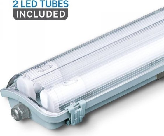 V-TAC Oprawa Hermetyczna LED V-TAC PC/PC 2x120cm (2 x 18W) (Tuby LED w zestawie) VT-12023 4000K 3400lm
