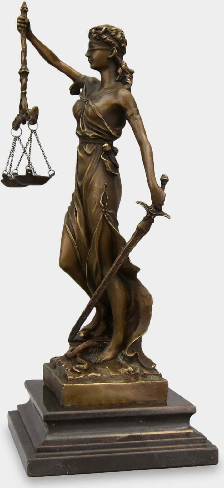 rzezbyzbrazu Temida 34 cm Rzeźba z Brązu na Marmurowej Podstawie