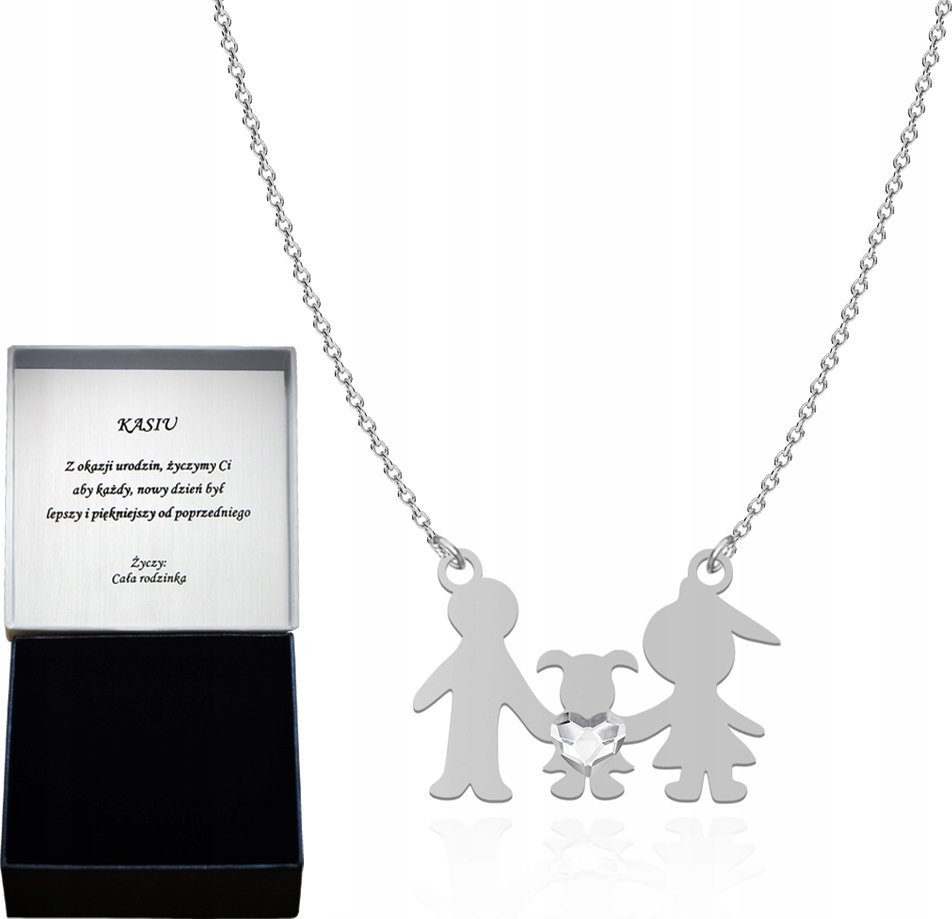 Radziszewska Jewellery Srebrny naszyjnik Rodzina córka DEDYKACJA
