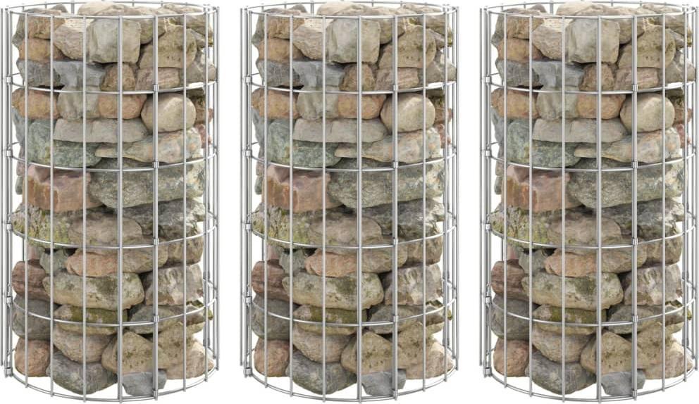 vidaXL vidaXL Okrągłe donice gabionowe, podniesione, 3 szt., stal, 30x50 cm