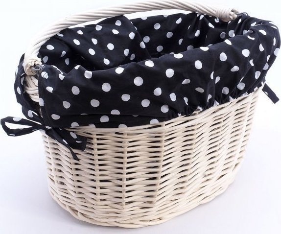 Wnuk Kosz rowerowy Biały Haki (Wkład/Grochy)