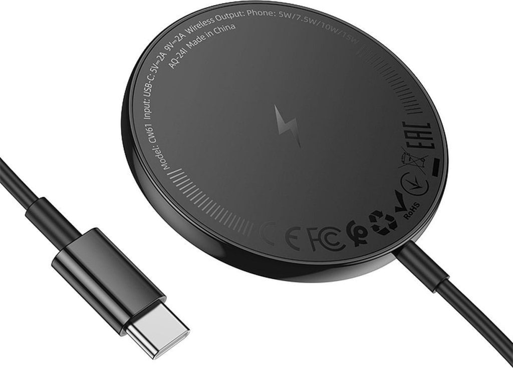 HOCO ładowarka indukcyjna kompatybilna z MagSafe z wyświetlaczem 2A 15W CW61 czarna