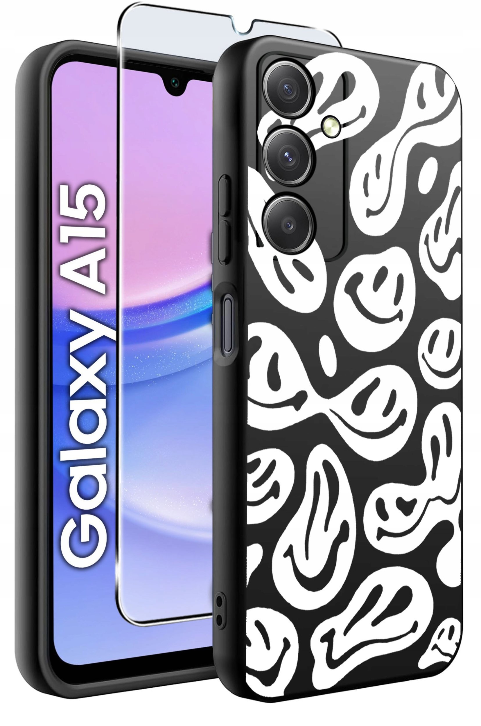 ETUI do Samsung A15 4G | 15 5G WZORY | SILIKONOWE MATT CASE + SZKŁO 9H