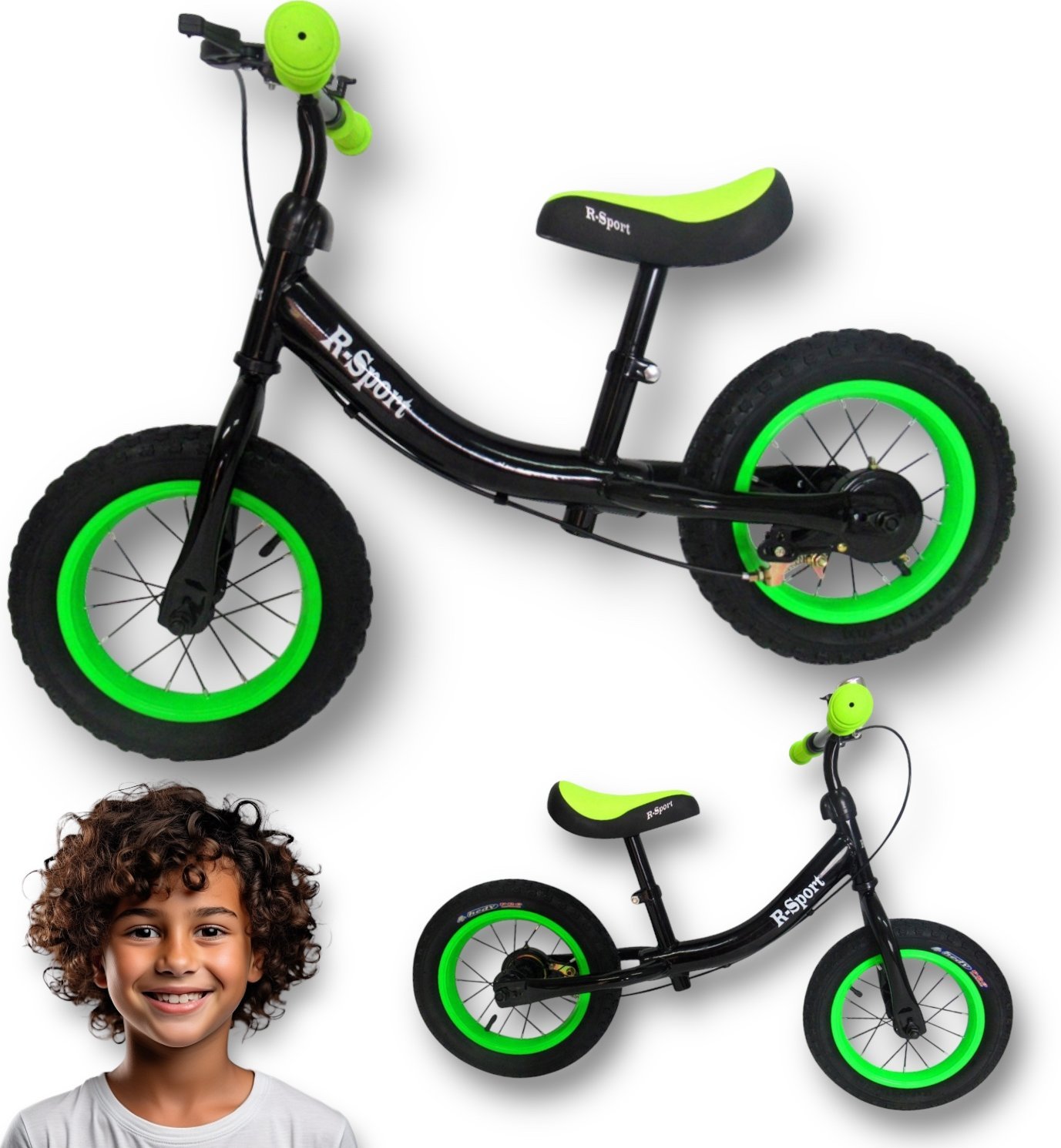 Rowerek biegowy B1 do 35kg czarno-zielony