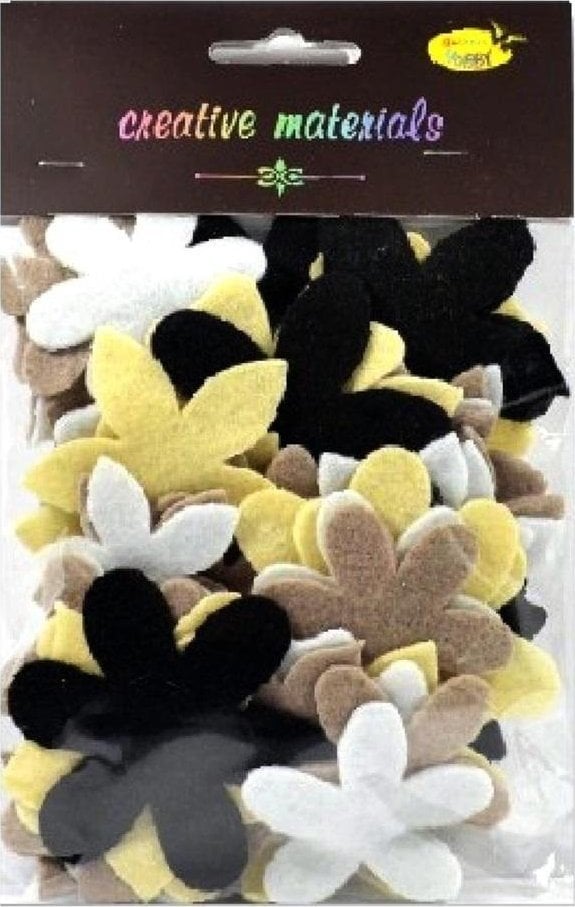 Kwiatki z filcu tonacja czarno-szara 60szt