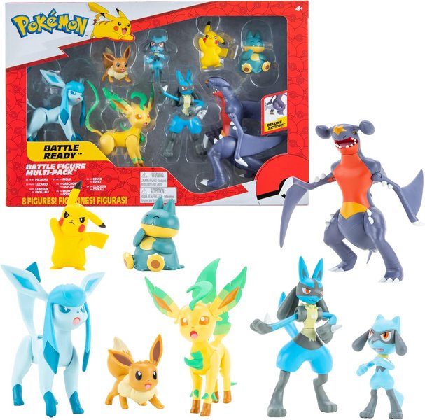 Zestaw Pokemon 8 figurek BATTLE READY MULTI-PACK Pikachu, Lucario, Leafeon, Riolu, Garchomp, Munchlax, Eevee, Glaceon, model: PKW2633