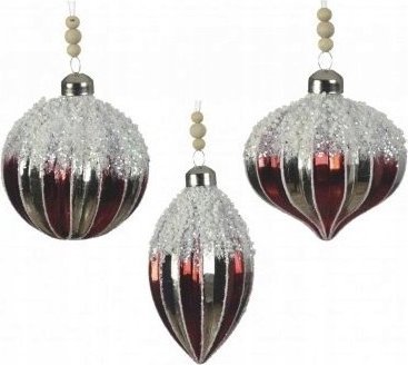 Kaemingk Bombka choinkowa czerwono-biała szklana 8 cm