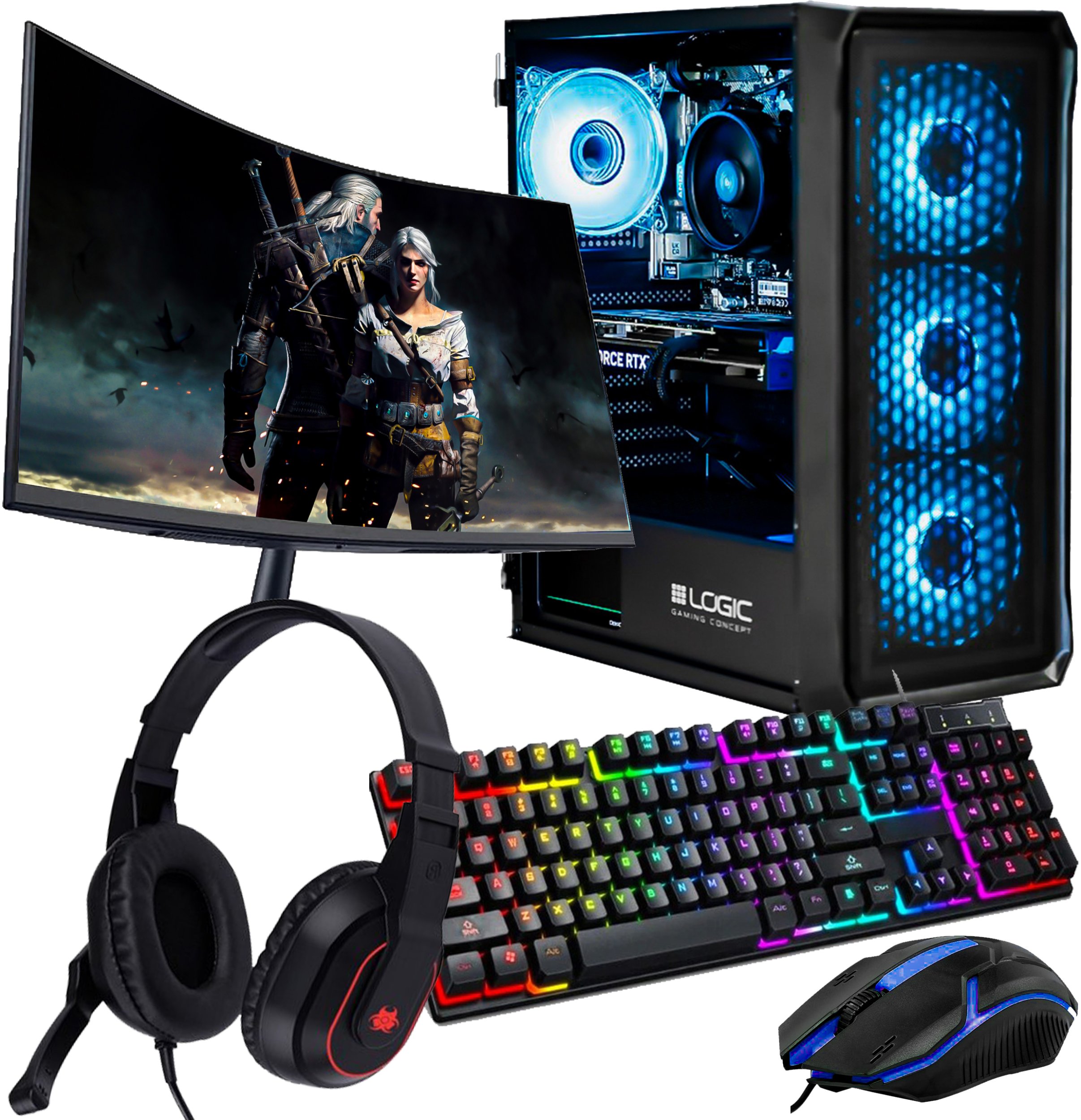 Komputer Gamingowy Z MONITOREM Ryzen 5 5500 RTX 5060 TI 64GB /1TB WIN11
