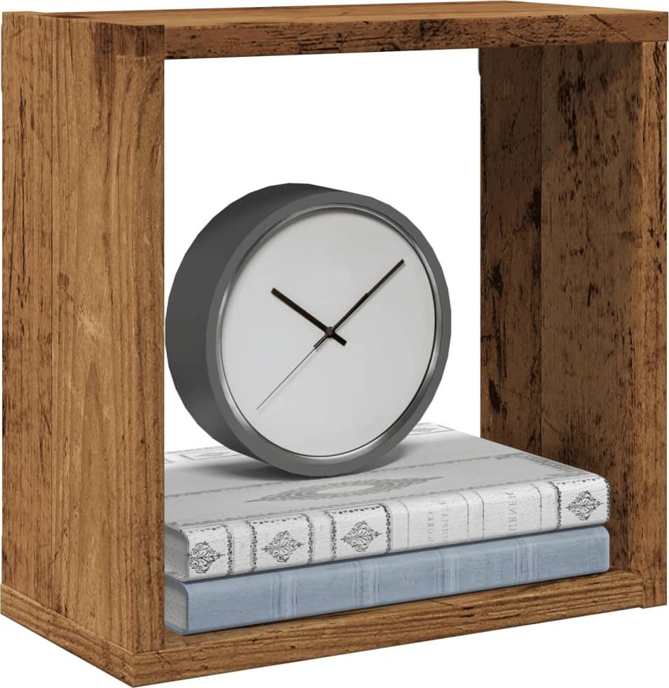 vidaXL vidaXL Półki ścienne kostki, 4 szt., kolor starego drewna, 30x15x30 cm