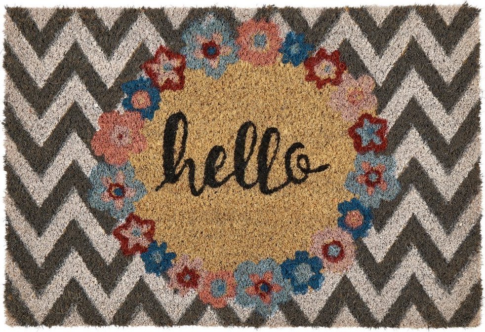 Beliani Wycieraczka kokosowa wzór w zygzak 40 x 60 cm wielokolorowa TAHAN