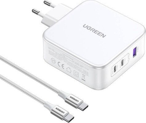 Ładowarka Ugreen Ładowarka sieciowa UGREEN 15339 Nexode, 2xUSB-C, USB-A 3.0, PD3.0, QC4.0, GaN, 140W (biała)