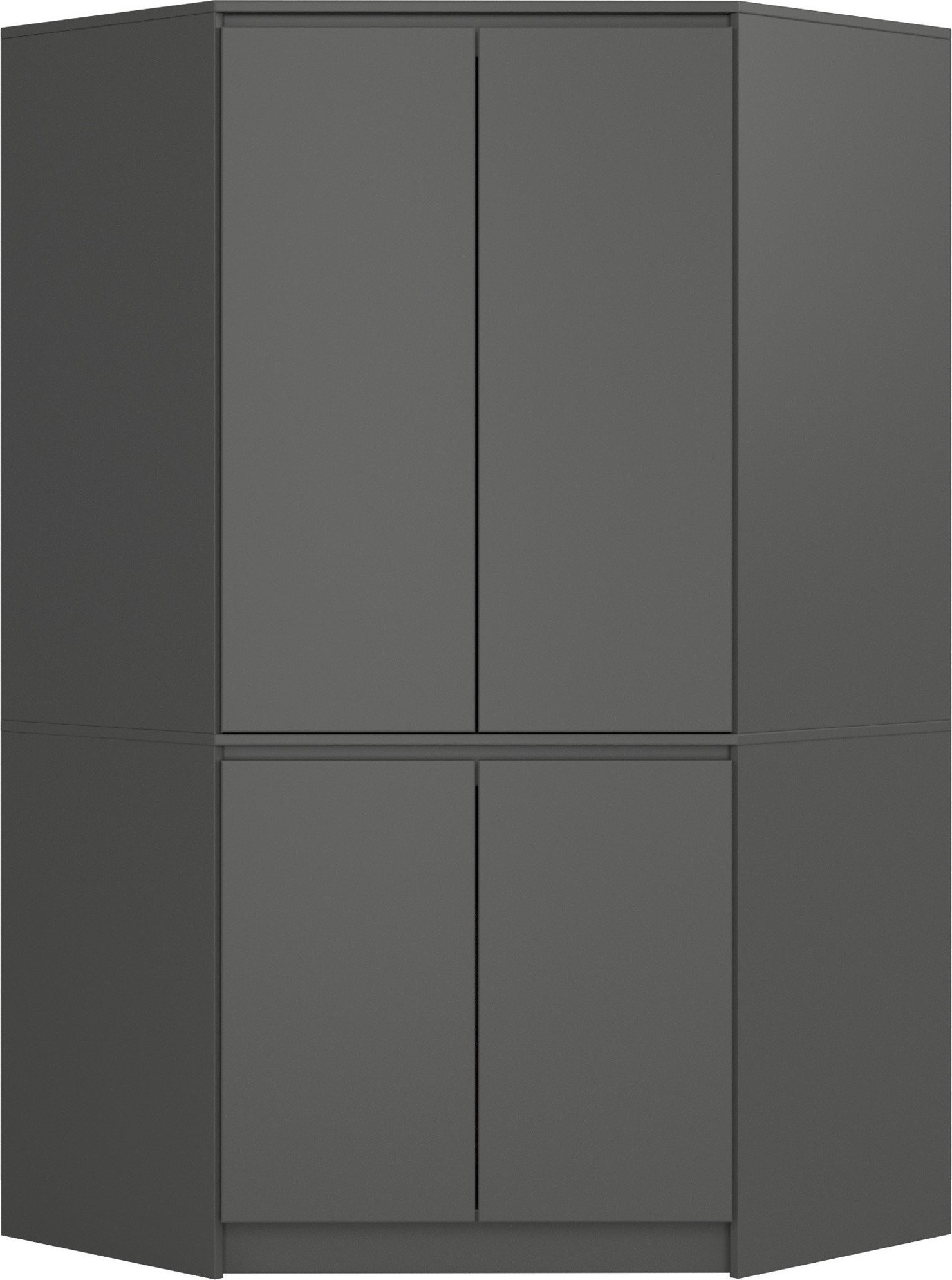Akord Szafa narożna do sypialni 100 cm 4 drzwi 6 półek pojemna - grafit szary